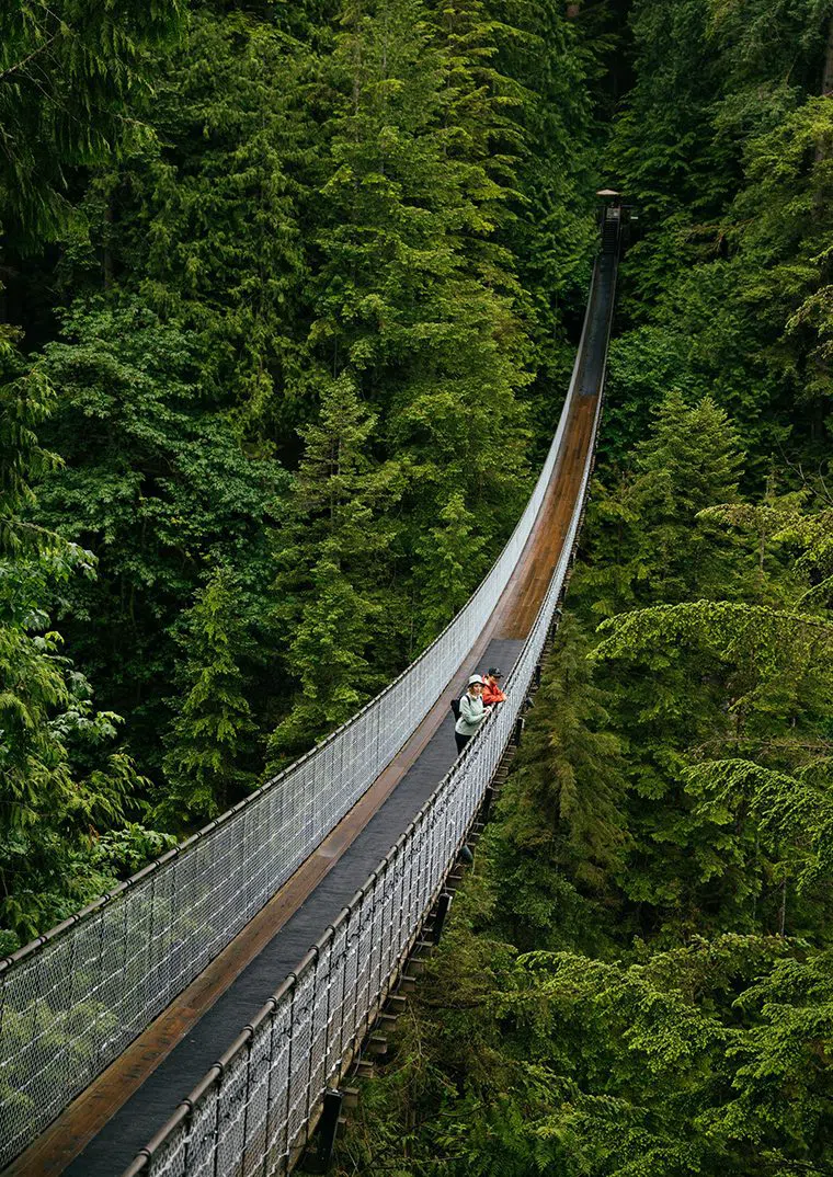 Crossing Vancouver's Capilano Suspension Bridge in October